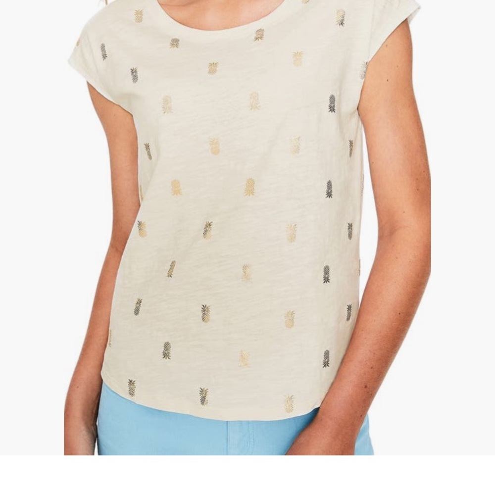 Boden Pineapple Print Cream Top